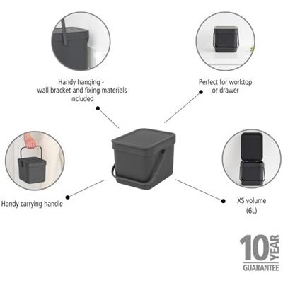 [55582] Prullenbak sort&go 6.0l Brabantia grey