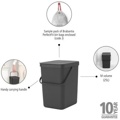 [55590] Prullenbak sort&go 25.0l Brabantia grey