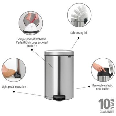 [55606] Prullenbak 20.0l NewIcon Brabantia matt steel