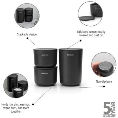 [55687] set van 3 opbergpot renew Brabantia grey