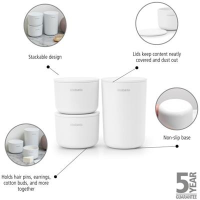 [55688] set van 3 opbergpot renew Brabantia white