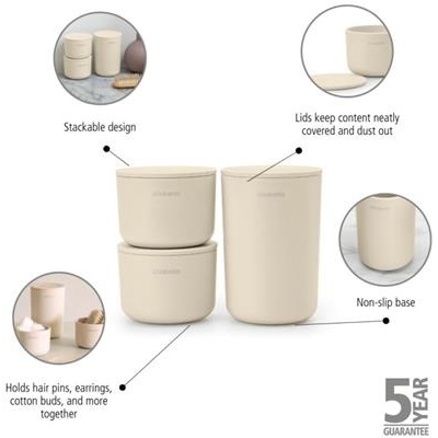 [55689] set van 3 opbergpot renew Brabantia soft beige