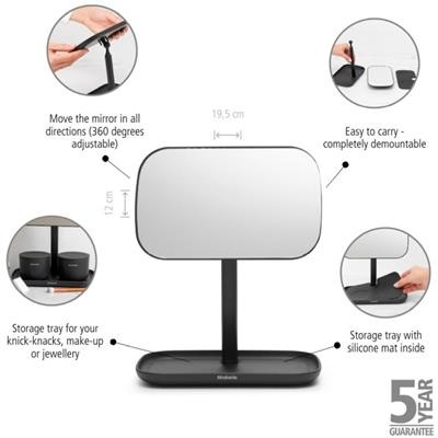 [55690] Badkamerspiegel rechthoek m/plank renew Brabantia grey