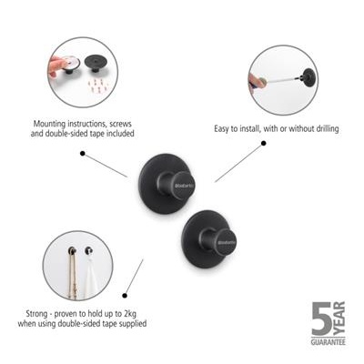 [55693] set van 2 handdoekhaken renew Brabantia grey