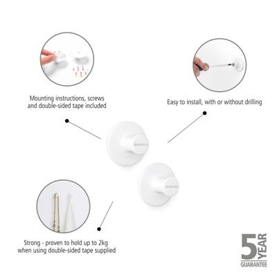 [55694] set van 2 handdoekhaken renew Brabantia white