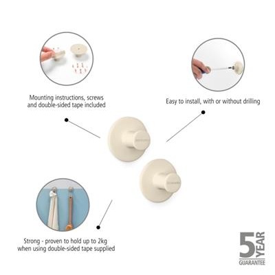 [55695] set van 2 handdoekhaken renew Brabantia soft beige