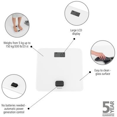 [55706] Weegschaal m/dynamo renew Brabantia white