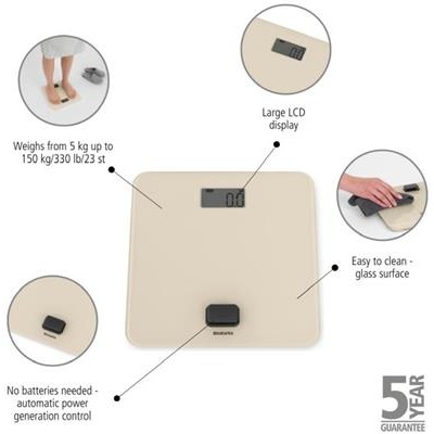 [55707] Weegschaal m/dynamo renew Brabantia soft beige