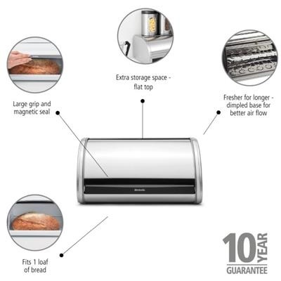 [55751] Broodtrommel 11.0l medium Brabantia matt steel