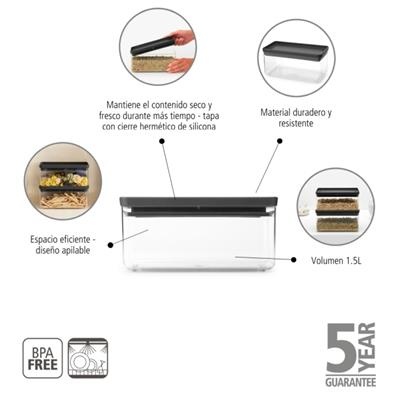 [55762] Voorraadbus 1.5l Tasty+ Brabantia dark grey