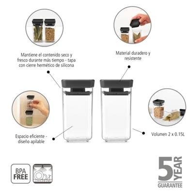 [55772] set van 2 voorraadbus 0.15l Tasty+ Brabantia d grey