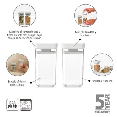 [55773] set van 2 voorraadbus 0.15l Tasty+ Brabantia l grey