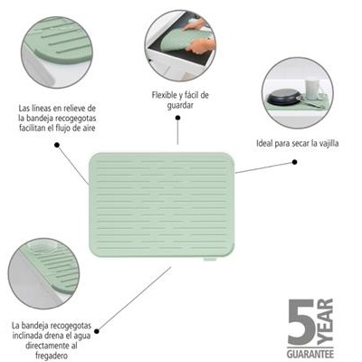 [56087] Afdruipmat sinkside siliconen Brabantia jade green