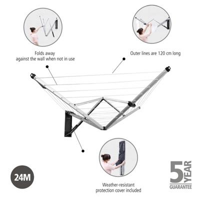 [56557] Droogrek 24.0mtr wallfix Brabantia metallic grey