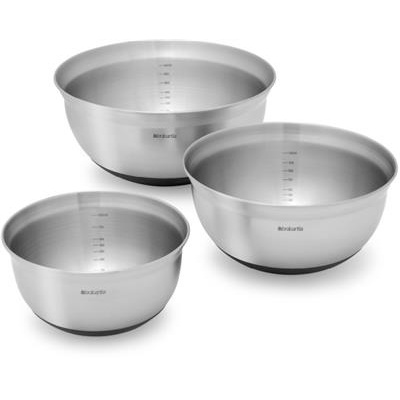 [58018] set van 3 mengkom m/antislip profile Brabantia steel
