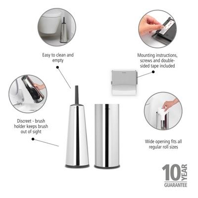 [58025] set van 3 toilet accesoires renew Brabantia steel