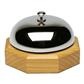 [3508] Receptiebel 9.0cm met  houten voet verchroomd