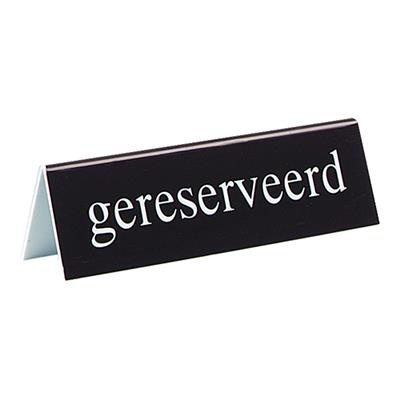 [3610] Bordje zwart gereserveerd 2 zijdig bedrukt