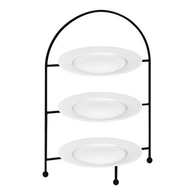 [4555] Etagere 3-laags met  borden 21.0cm zwart RVS