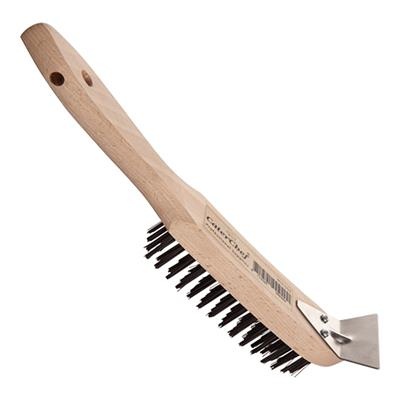 [6013] Staalborstel 28.5cm hout met  schraper