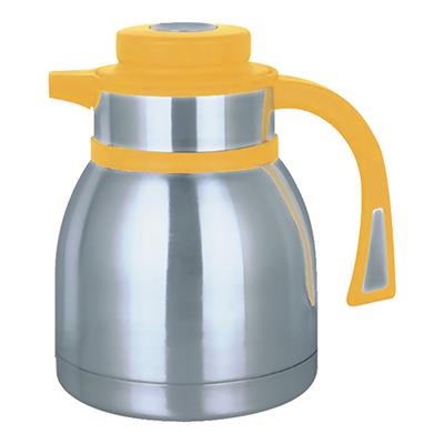 [6154] Isoleerkan thee/koffie 1.0l geel m/ drukknop