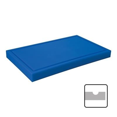 [7562] Snijplank 60.0x33.0cm(h)4.0cm blauw met geul