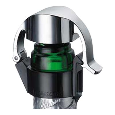 [9271] Champagne fles afsluiter zwart/RVS