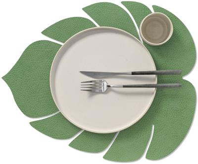 [55440] Placemat 42.0x35.0cm leaf hippo forest green