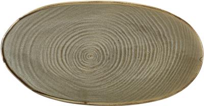[58176] Bord plat coupe ovaal 31.0x16.0cm smoke grey terra