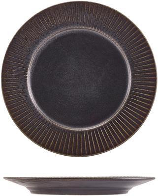 [58180] Bord plat 21.0cm black fluted Terra