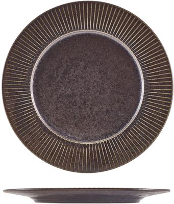 [58182] Bord plat 29.0cm black fluted Terra