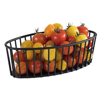 [0709] Fruit/broodmand ov zwart metaal 21.0x10.0(H)7.0cm