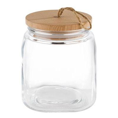 [10163] Voorraadpot 2.0ltr glas met houten deksel