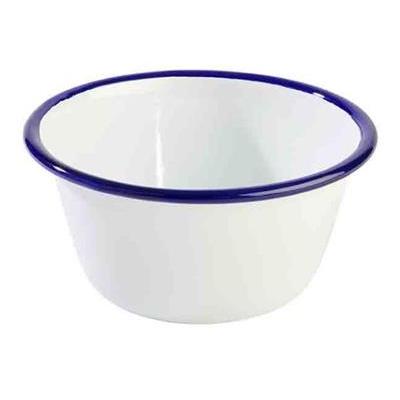 [5269] Kom rond 13.0cm 50cl emaille wit/blauw