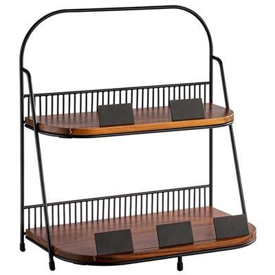 [5305] Etagere 2-laags 35.5x21.0x(H)40.0cm hout/metaal