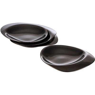 [55123] Set van 4 schaaltje ov 8.5cm pebbles rvs gunmetal