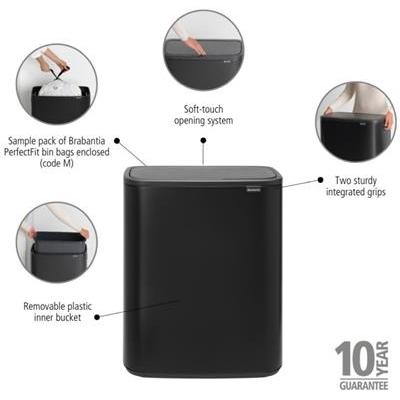 [55545] Prullenbak 60.0l Bo Brabantia matt black