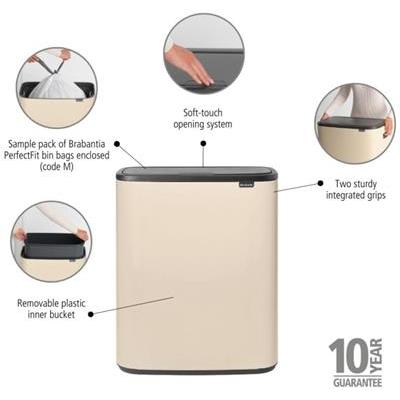 [55542] Prullenbak 60.0l Bo Brabantia soft beige