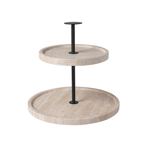 [14376] Etagere 2-laags 24.5cm Travertine 7880