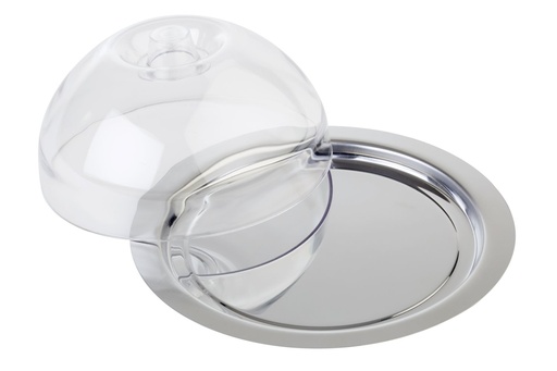 [506069] Serveerschaal met Luran deksel 22.5x22.5x9.5cm Finesse (kom 18.0cm zonder handgrepen) 18/8 RVS