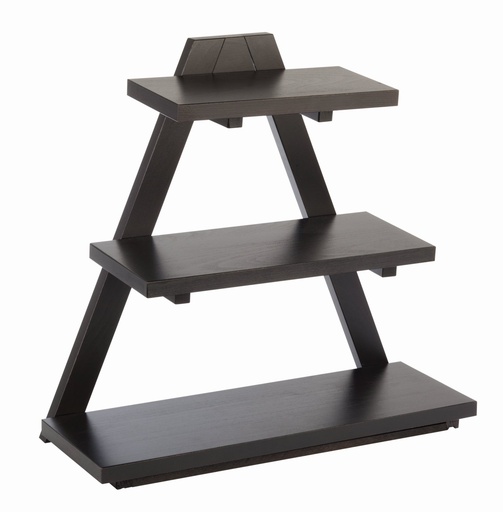 [506097] Buffet etagère driehoek 3 niveaus 53x21x50cm massief beukenhout wengé