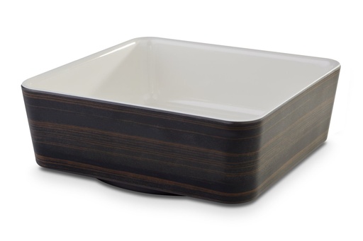 [506102] Melamine Schaal 20.0x20.0x7.0cm Plus-20 Crème eikenhout decor binnenkant glanzend buitenkant mat APS