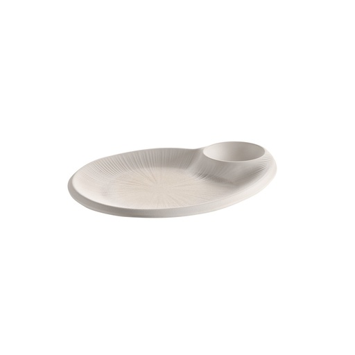 [506156] bord met geïntegreerd dipkommetje Ø 7.0cm 24.0x20.0x2.5cm Blush Wit/beige Melamine