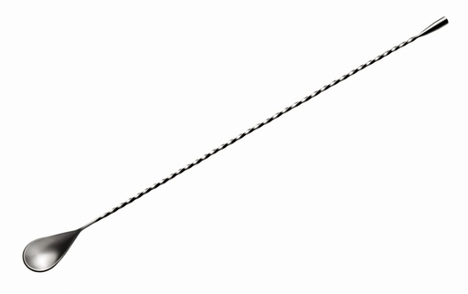 [506192] Cocktaillepel met gedraaid handvat en druppelvormig uiteinde 44.0x2.5x0.5cm RVS