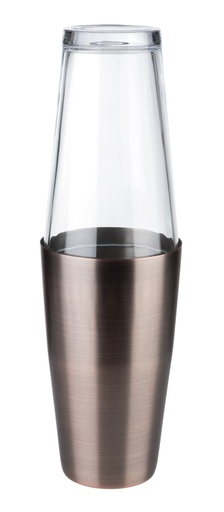 [506211] Boston shaker set 2-delig 9.5x9.5x30.0cm 700.0ml 400.0ml antieke koperlook RVS glas