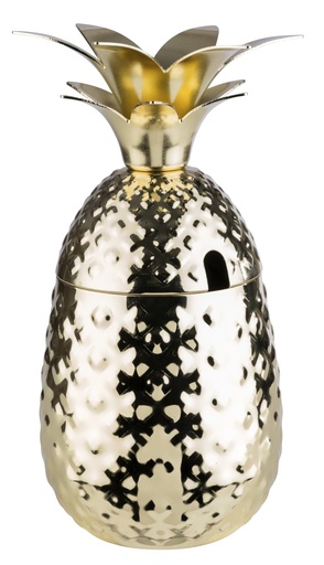 [506217] Ananas beker 9.0x9.0x19.0cm RVS goudkleurig