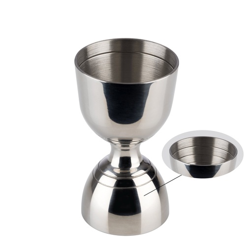 [506222] Jigger 30.0/60.0 ml met vullijn 5.0x5.0x9.0cm rvs