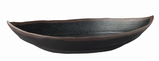 [506428] Melamine schaal 25.5x14.0x5.5cm (h) Leaf Marone zwart met bruine rand