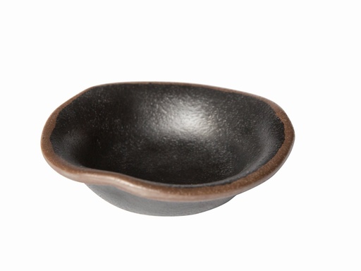 [506435] Kom Ø11.5xH3.0cm 0.04L Marone melamine zwart met bruine rand