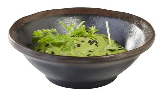 [506440] Kom Ø11.0x3.5cm (0.13 liter) Marone zwart met bruine rand